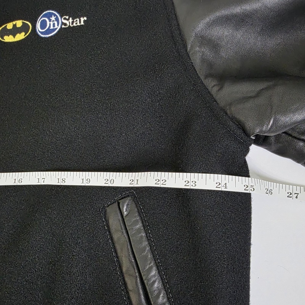 Vintage Warner Bros Batman OnStar Promo Varsity Jacket Mens Medium Black Wool - Picture 7 of 8